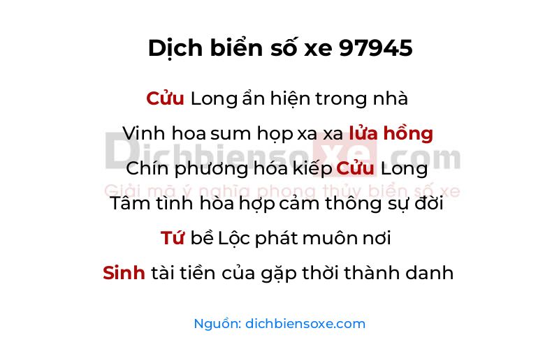 Dịch thơ biển số 97945