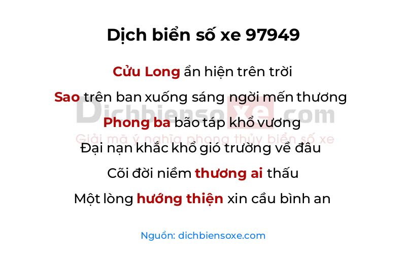 Dịch thơ biển số 97949