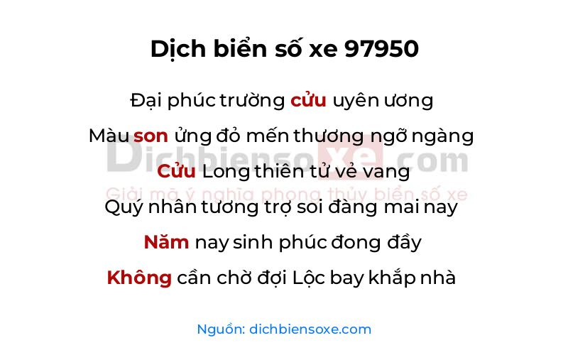 Dịch thơ biển số 97950