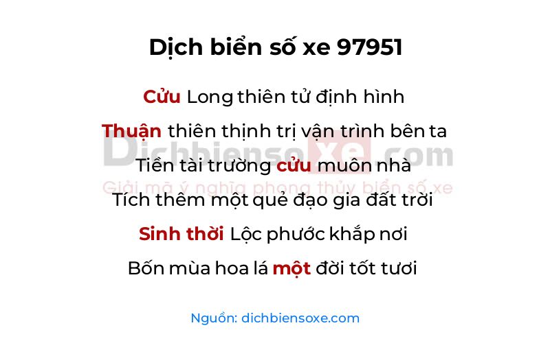 Dịch thơ biển số 97951
