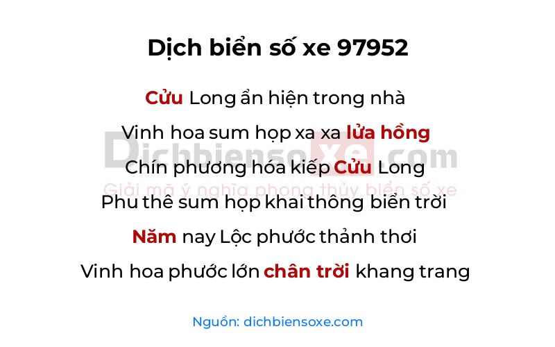 Dịch thơ biển số 97952
