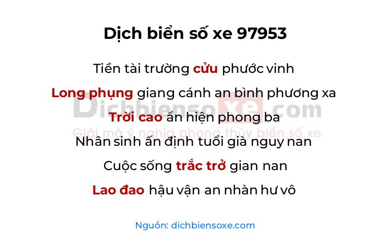 Dịch thơ biển số 97953