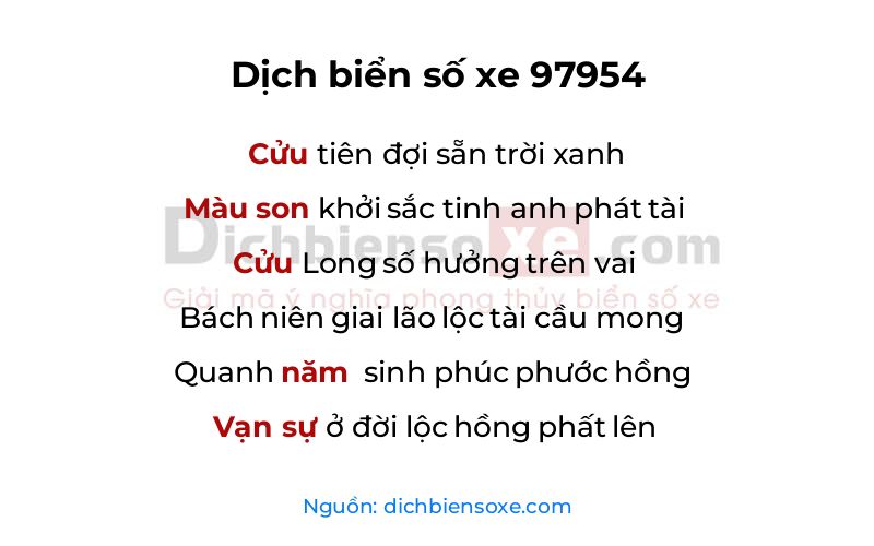 Dịch thơ biển số 97954