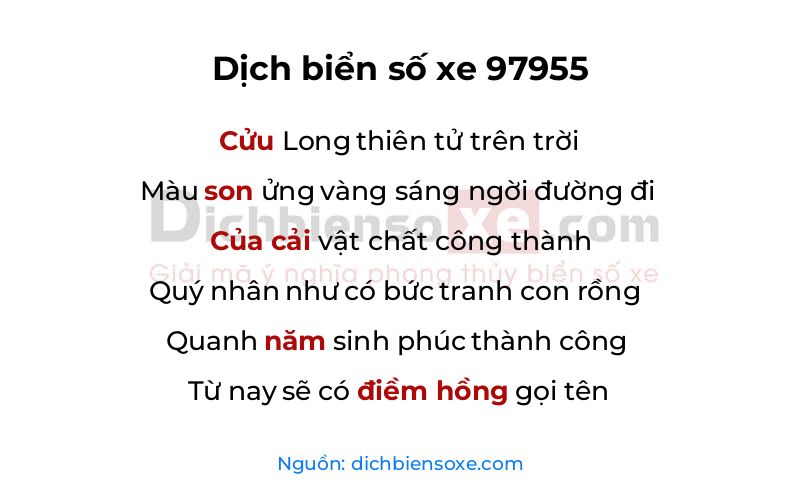 Dịch thơ biển số 97955