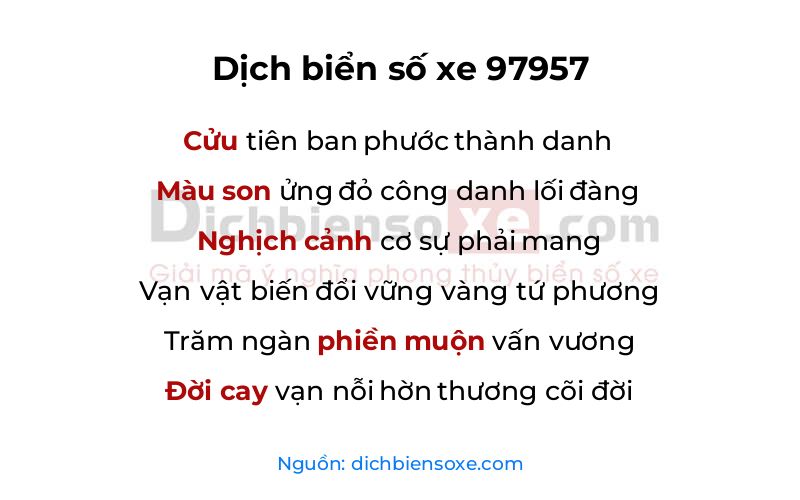 Dịch thơ biển số 97957