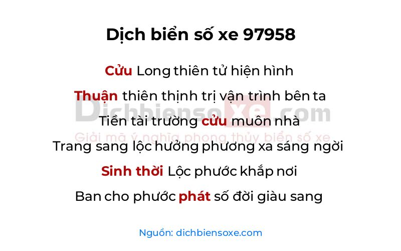 Dịch thơ biển số 97958
