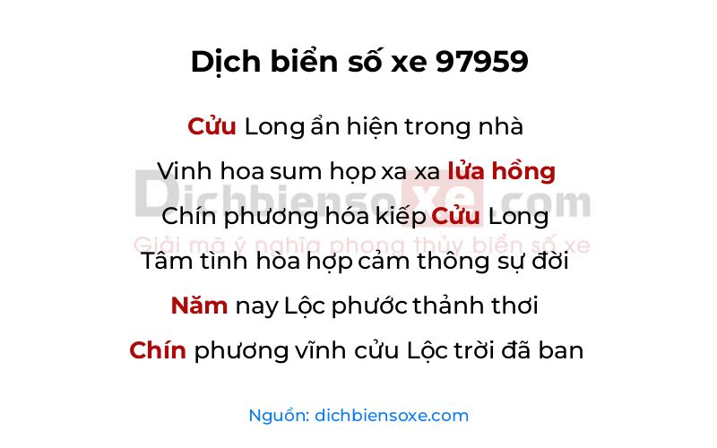 Dịch thơ biển số 97959