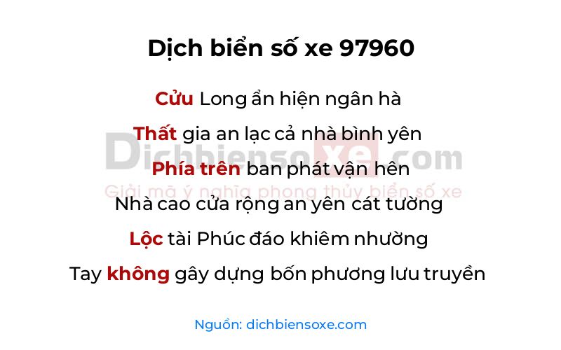 Dịch thơ biển số 97960