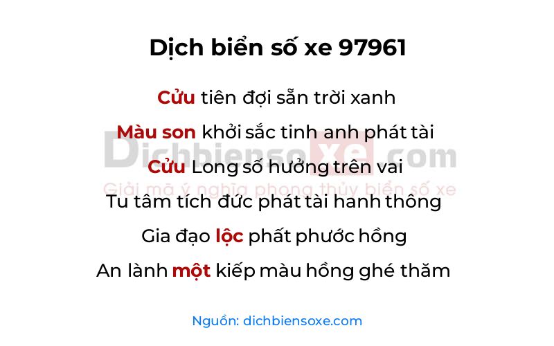 Dịch thơ biển số 97961