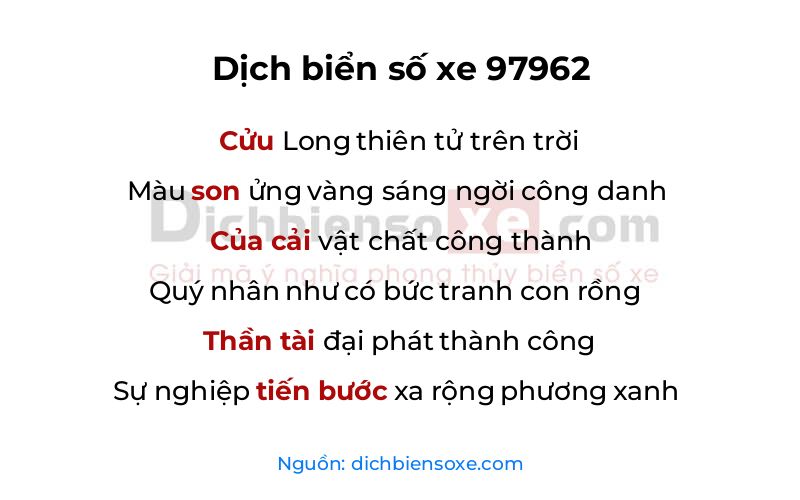 Dịch thơ biển số 97962