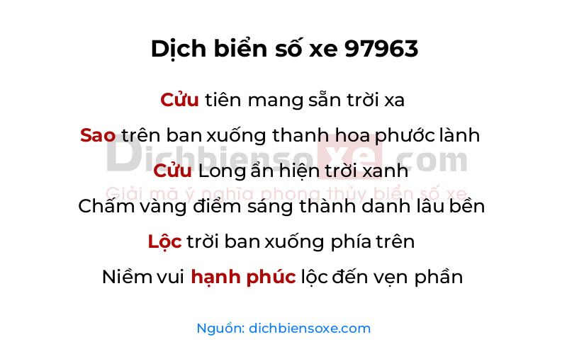Dịch thơ biển số 97963