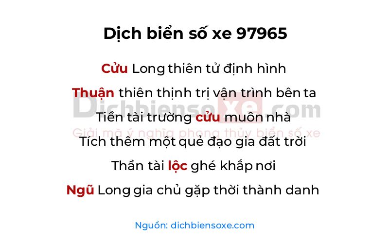 Dịch thơ biển số 97965