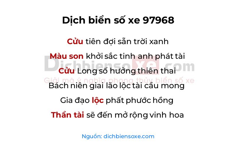 Dịch thơ biển số 97968