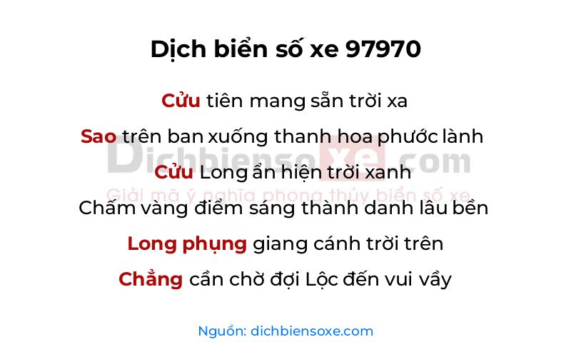 Dịch thơ biển số 97970