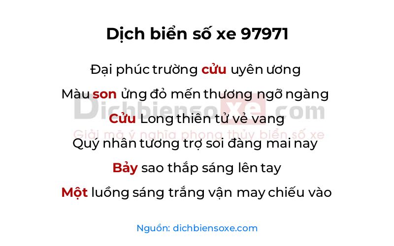 Dịch thơ biển số 97971
