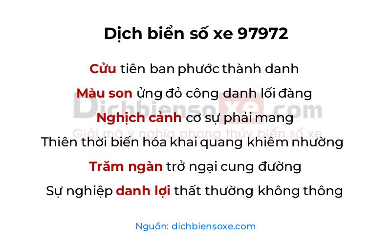 Dịch thơ biển số 97972