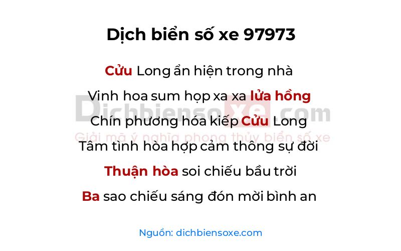 Dịch thơ biển số 97973