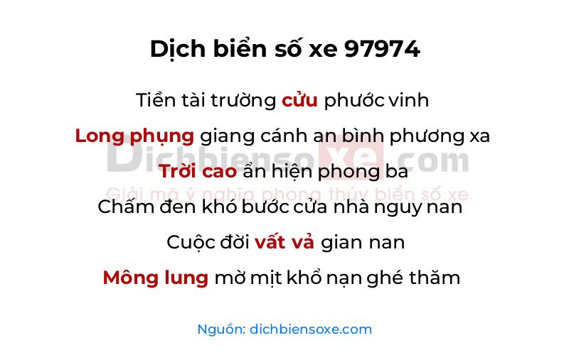 Dịch thơ biển số 97974