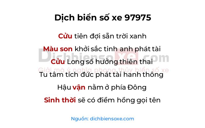 Dịch thơ biển số 97975
