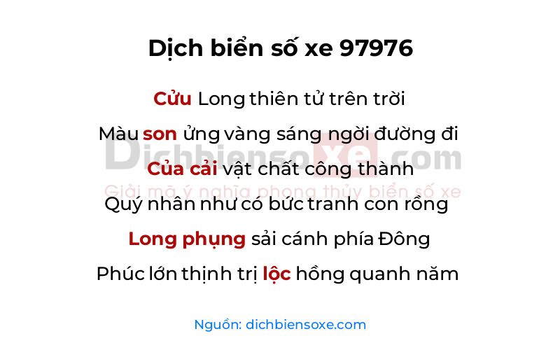 Dịch thơ biển số 97976