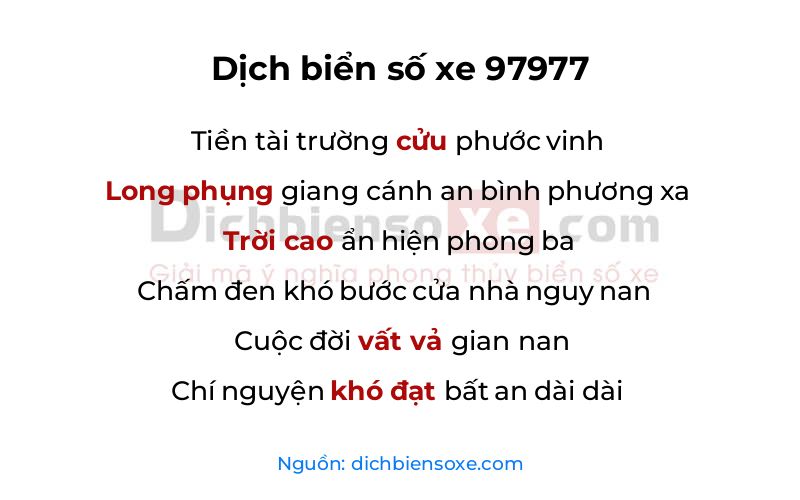 Dịch thơ biển số 97977