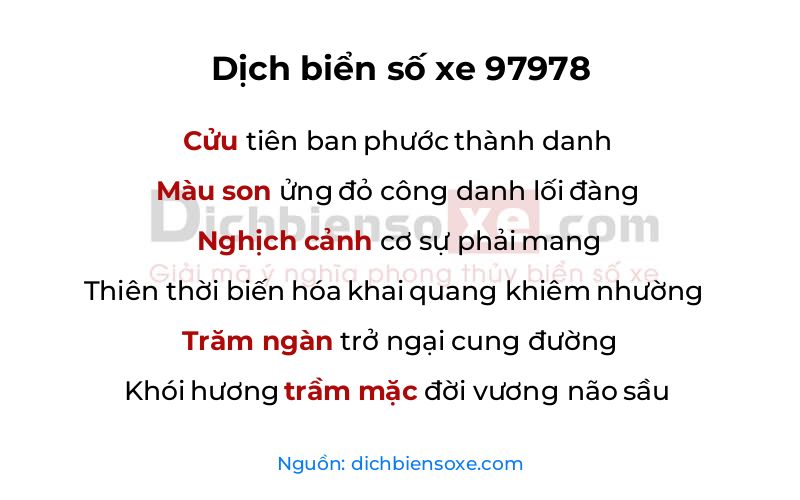 Dịch thơ biển số 97978