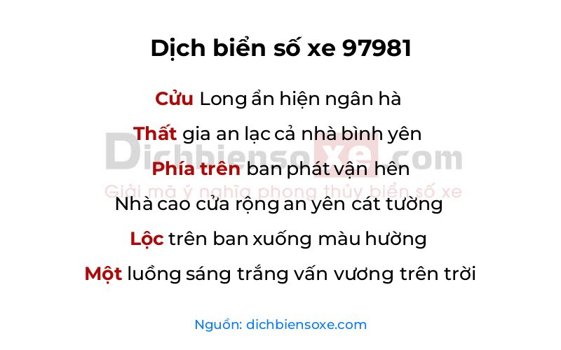 Dịch thơ biển số 97981