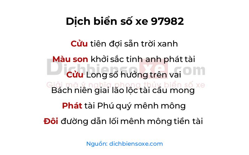 Dịch thơ biển số 97982