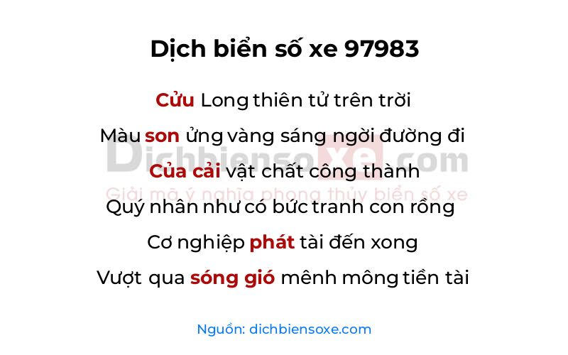 Dịch thơ biển số 97983
