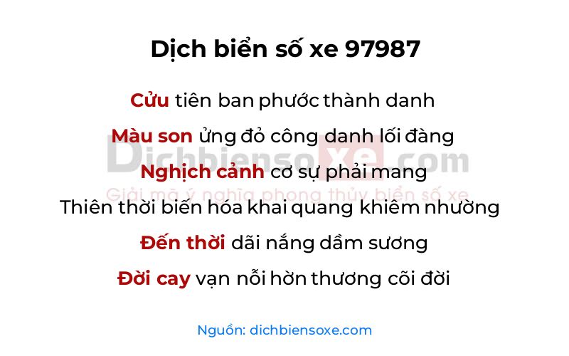 Dịch thơ biển số 97987