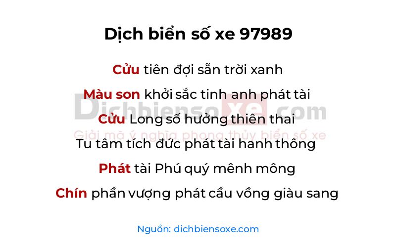 Dịch thơ biển số 97989