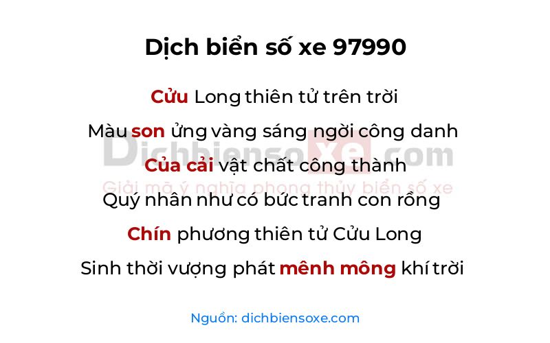 Dịch thơ biển số 97990