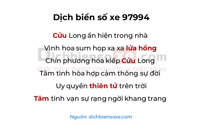 Dịch thơ biển số 97994