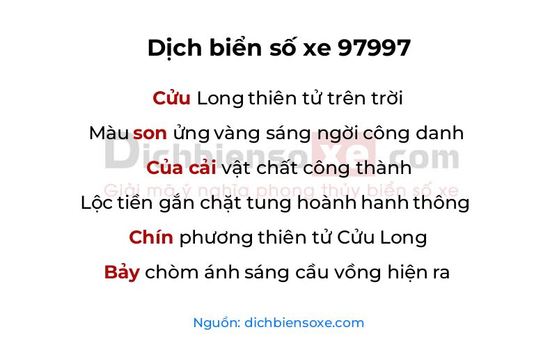 Dịch thơ biển số 97997