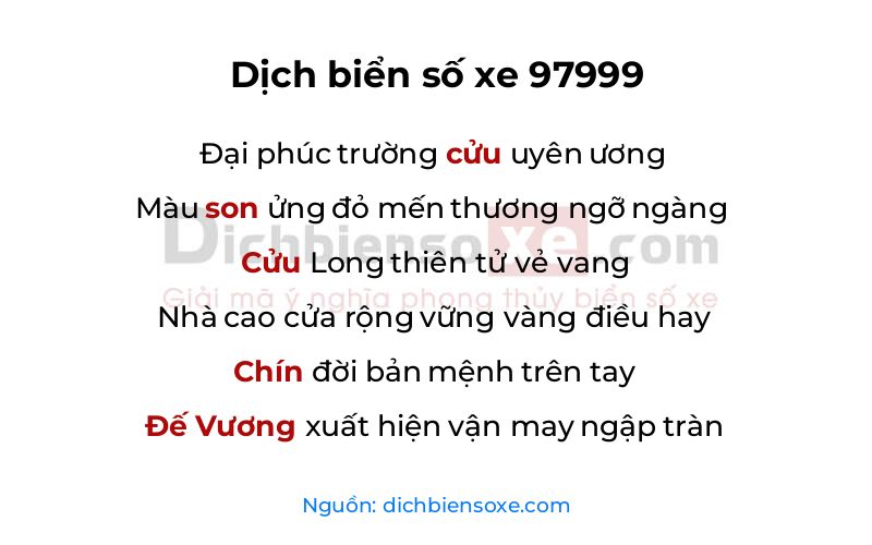 Dịch thơ biển số 97999