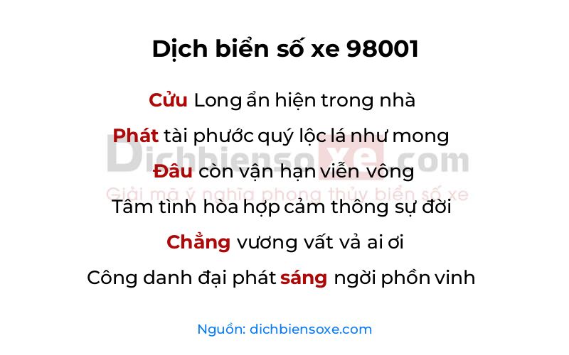 Dịch thơ biển số 98001