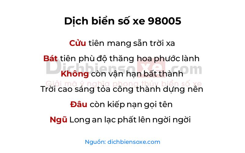 Dịch thơ biển số 98005