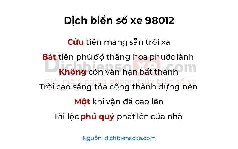 Dịch thơ biển số 98012