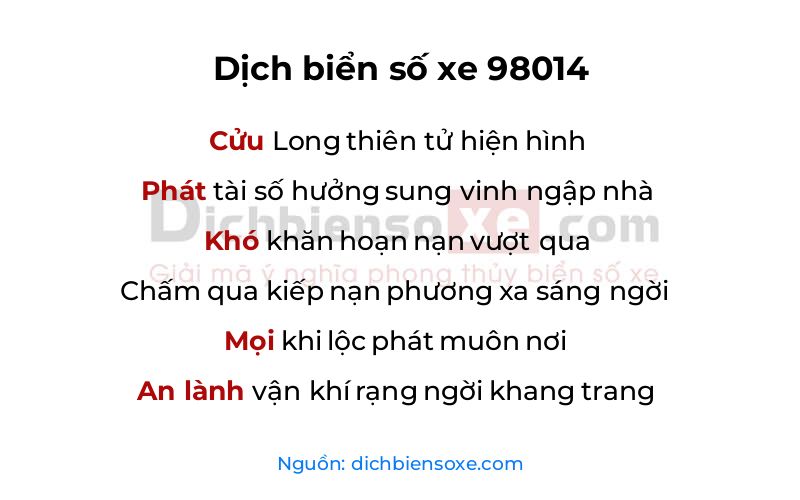 Dịch thơ biển số 98014