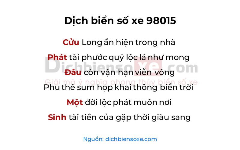 Dịch thơ biển số 98015