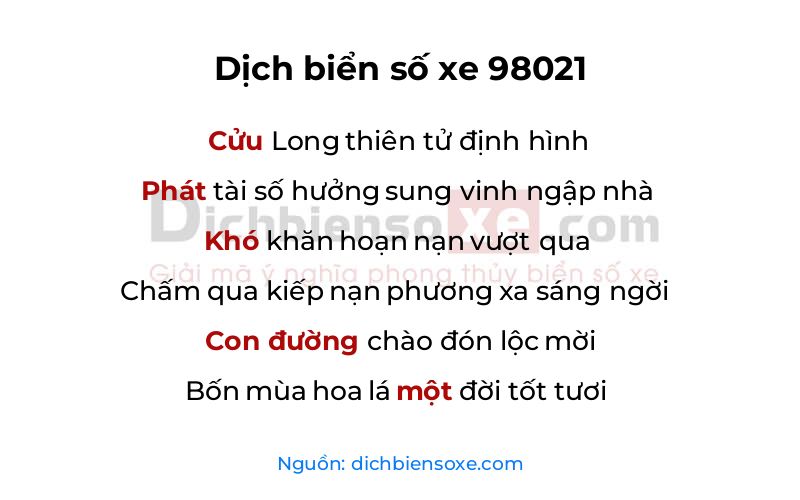 Dịch thơ biển số 98021