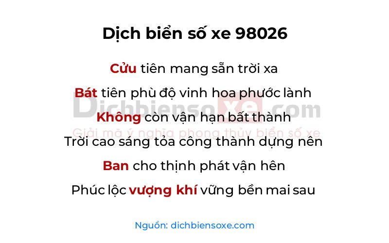 Dịch thơ biển số 98026