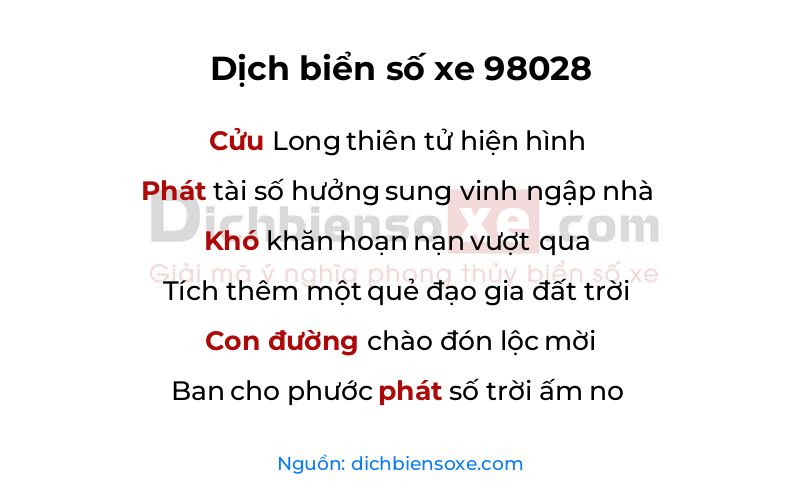 Dịch thơ biển số 98028