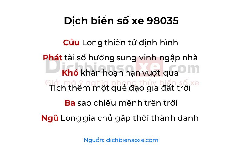 Dịch thơ biển số 98035