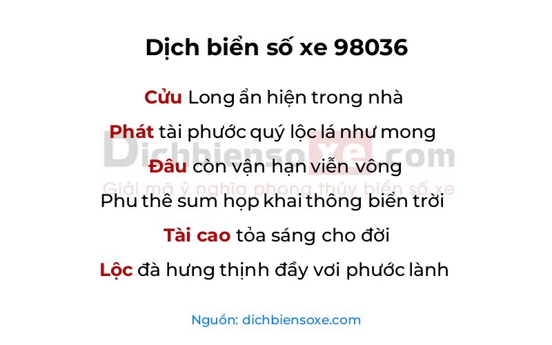 Dịch thơ biển số 98036