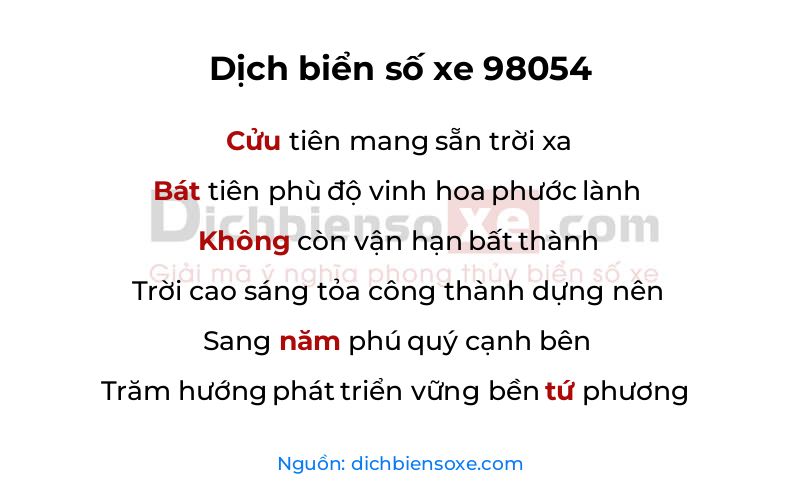 Dịch thơ biển số 98054