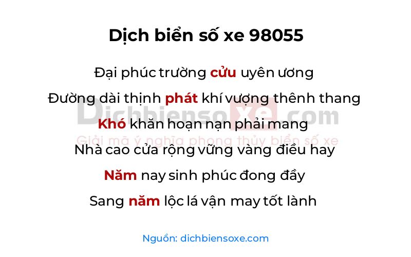 Dịch thơ biển số 98055