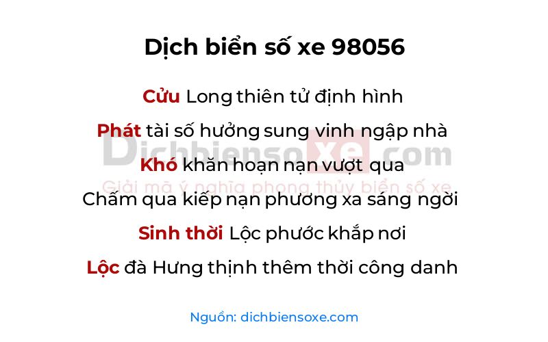 Dịch thơ biển số 98056