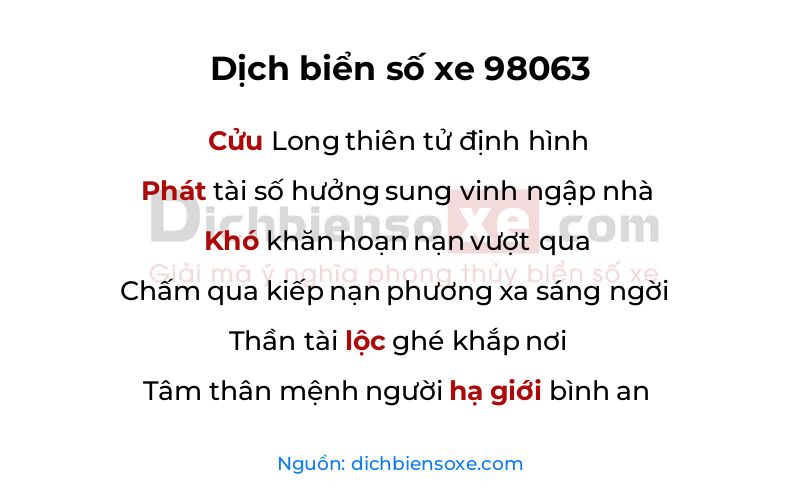 Dịch thơ biển số 98063