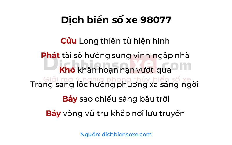 Dịch thơ biển số 98077